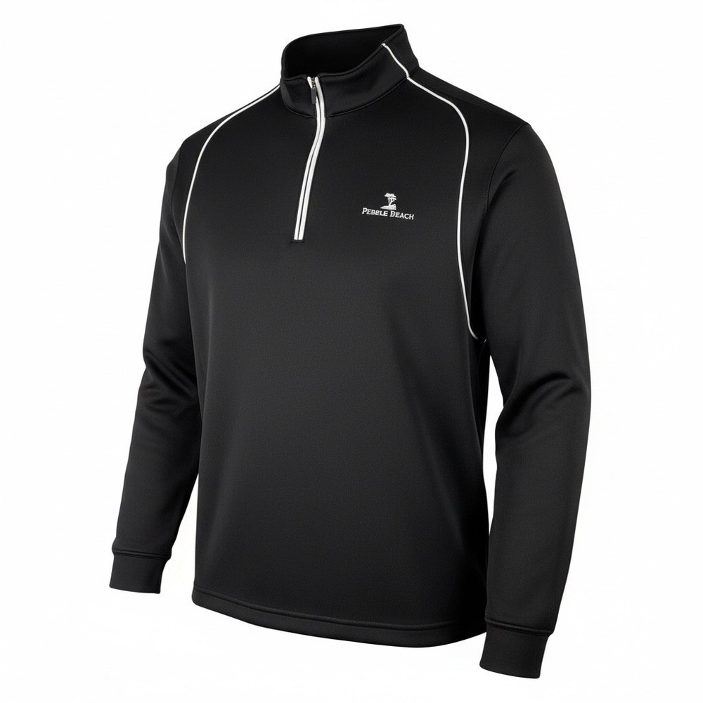 Pebble Beach Performance Mens Quarter Zip Pullover Black Golf Sweatshirt Medium