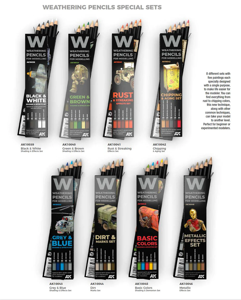 AK Interactive Weathering Pencils Set Series - US