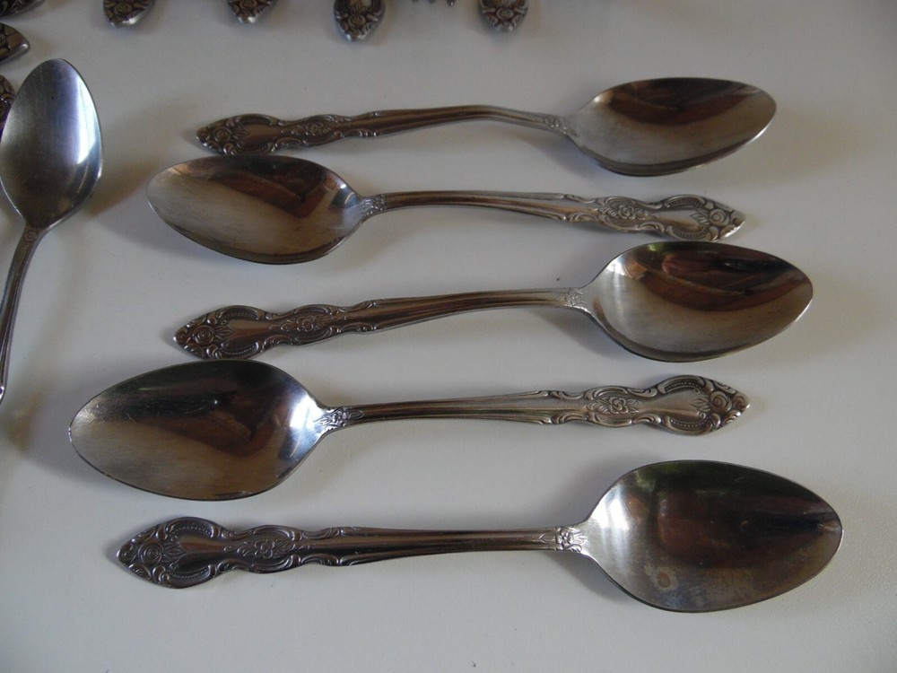 30 pieces Lustreware Rose Pattern Stainless Flatware