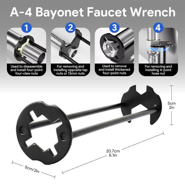 2PCS Basin Wrench multifunction Sink Plumbing Tool Tap Spanner Kitchen Bathroom/