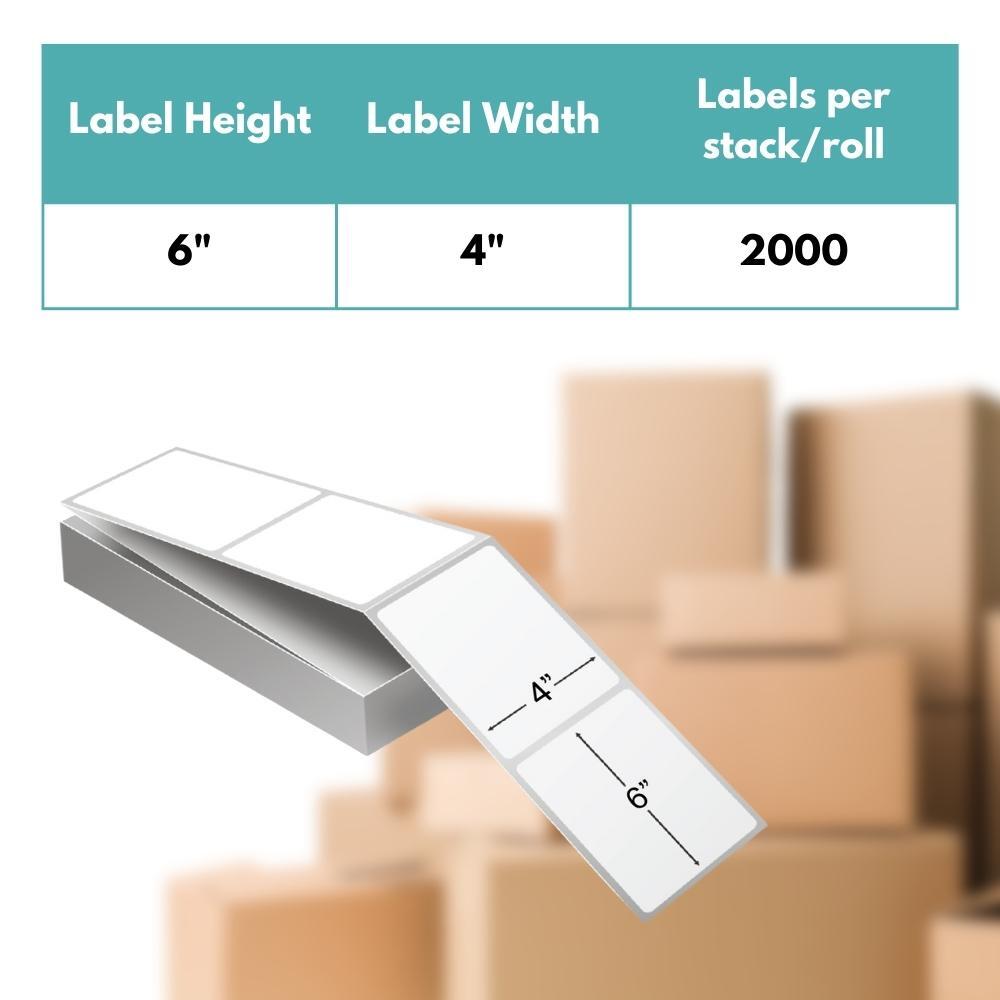 4" x 6" Fanfold Thermal Transfer Labels 80000 Labels 2000 Labels/Stack 4 Stacks