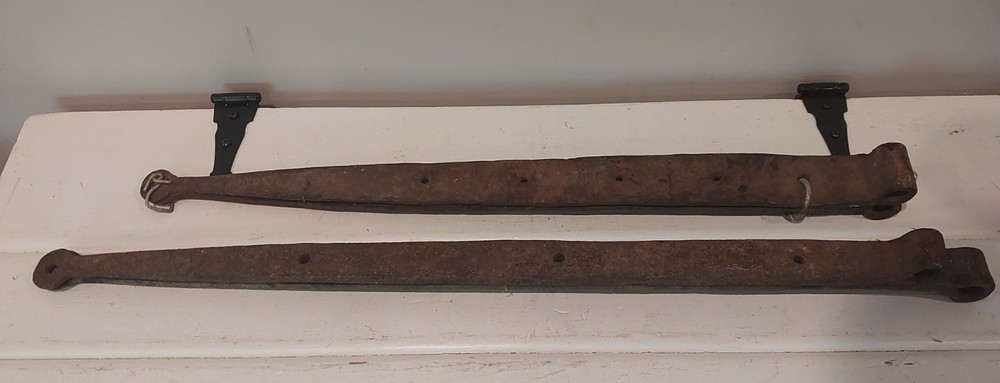 Antique (2) Pair Oversized Wrought Iron Strap Hinges (24"+) -Rustic Barn Door-