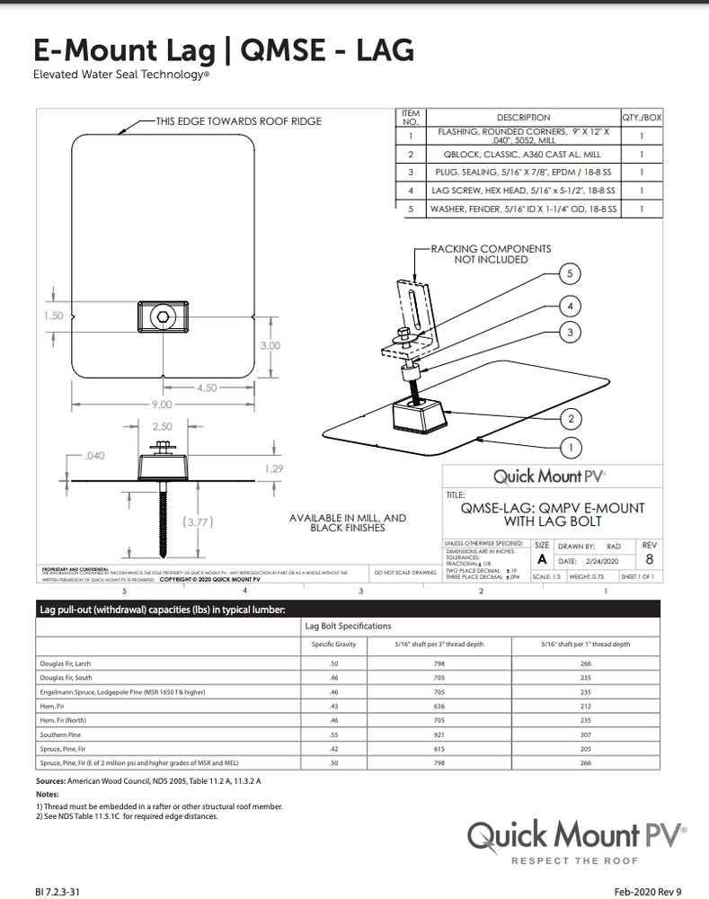 Quick Mount PV QMSE-LAG A 12 Solar Flashings