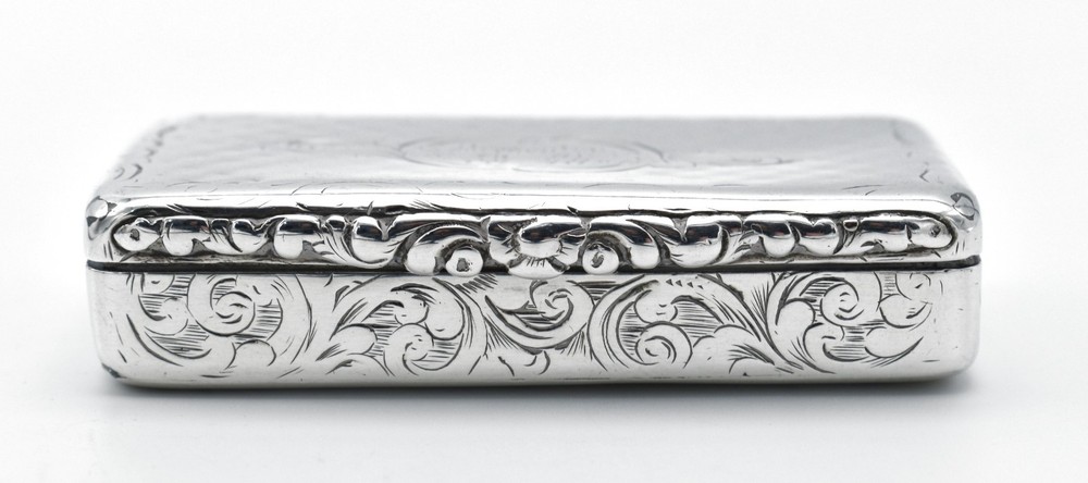 Antique Victorian Solid Silver Snuff Box 1845 Edward Smith