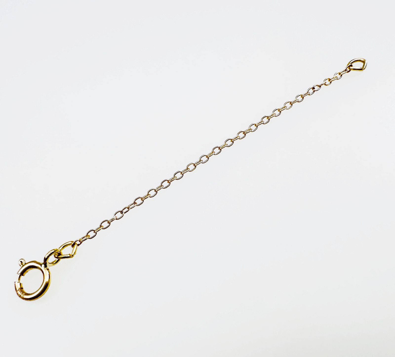 14K Solid Yellow Gold Cable Link Safety Chain Extension Extender, 1mm, 2.25"