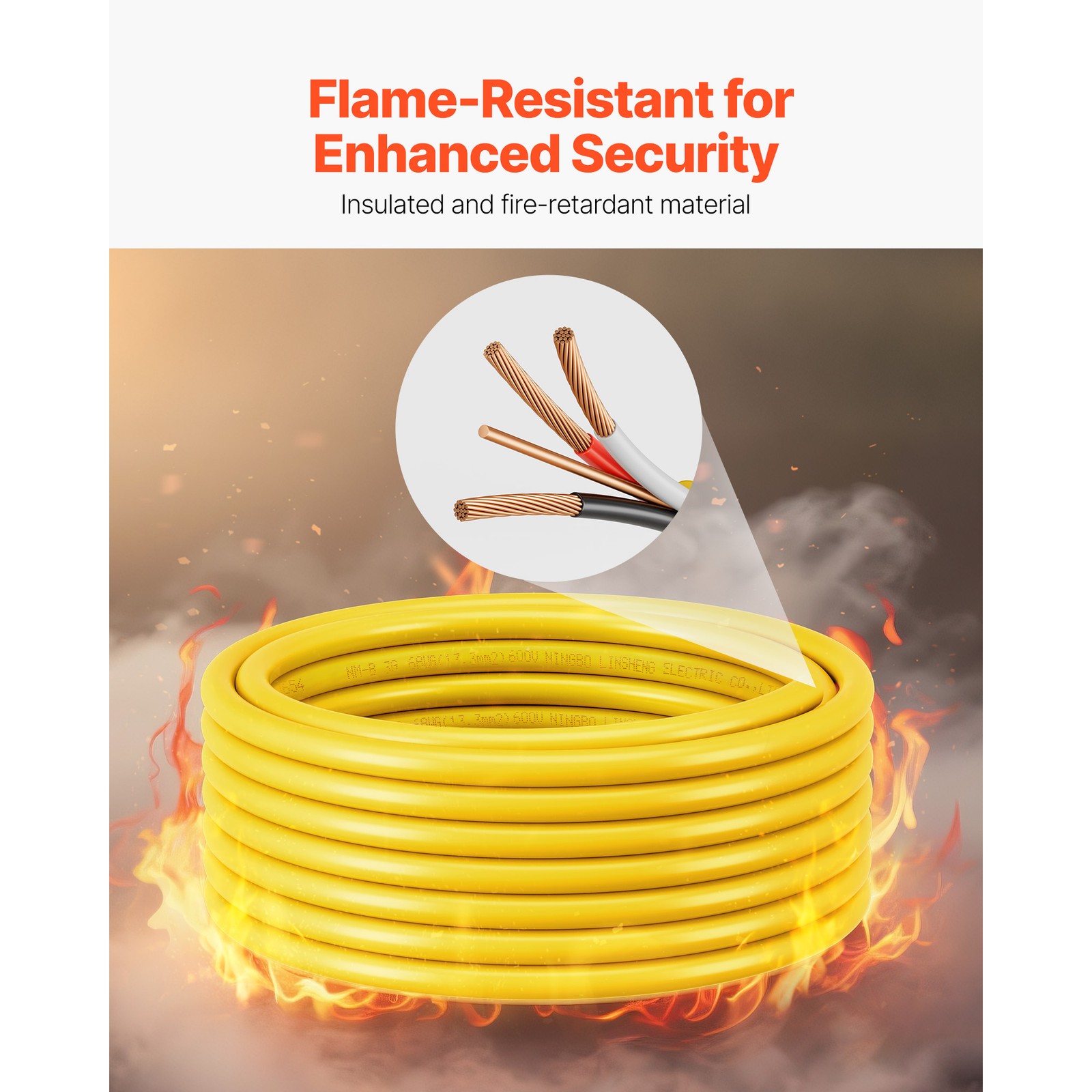 NM-B Wire 6AWG/3C Copper Core Cable 50 ft Electrical Wire with Ground