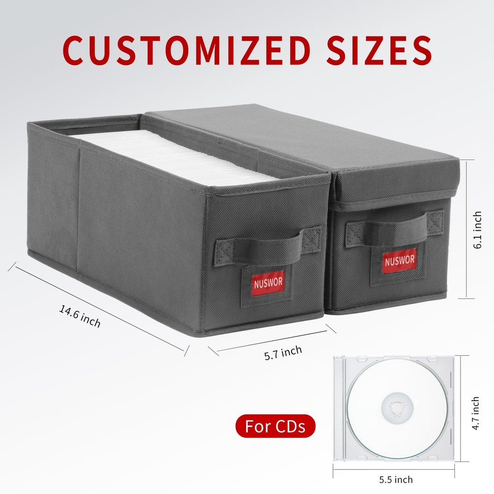 Premium CD Storage Box - Stackable CD Organizer Box with Lid - Holds 70 Jewel...