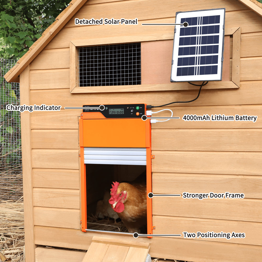 Fitinhot Auto Chicken Coop Door Solar Powered Timer Light 100FT Remote Control