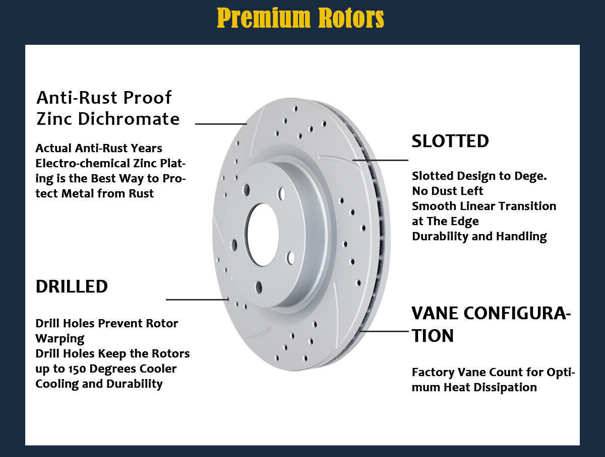 Fit for Hyundai Elantra Front Rear Brake Rotors Brake Pads Kit Slotted Brakes
