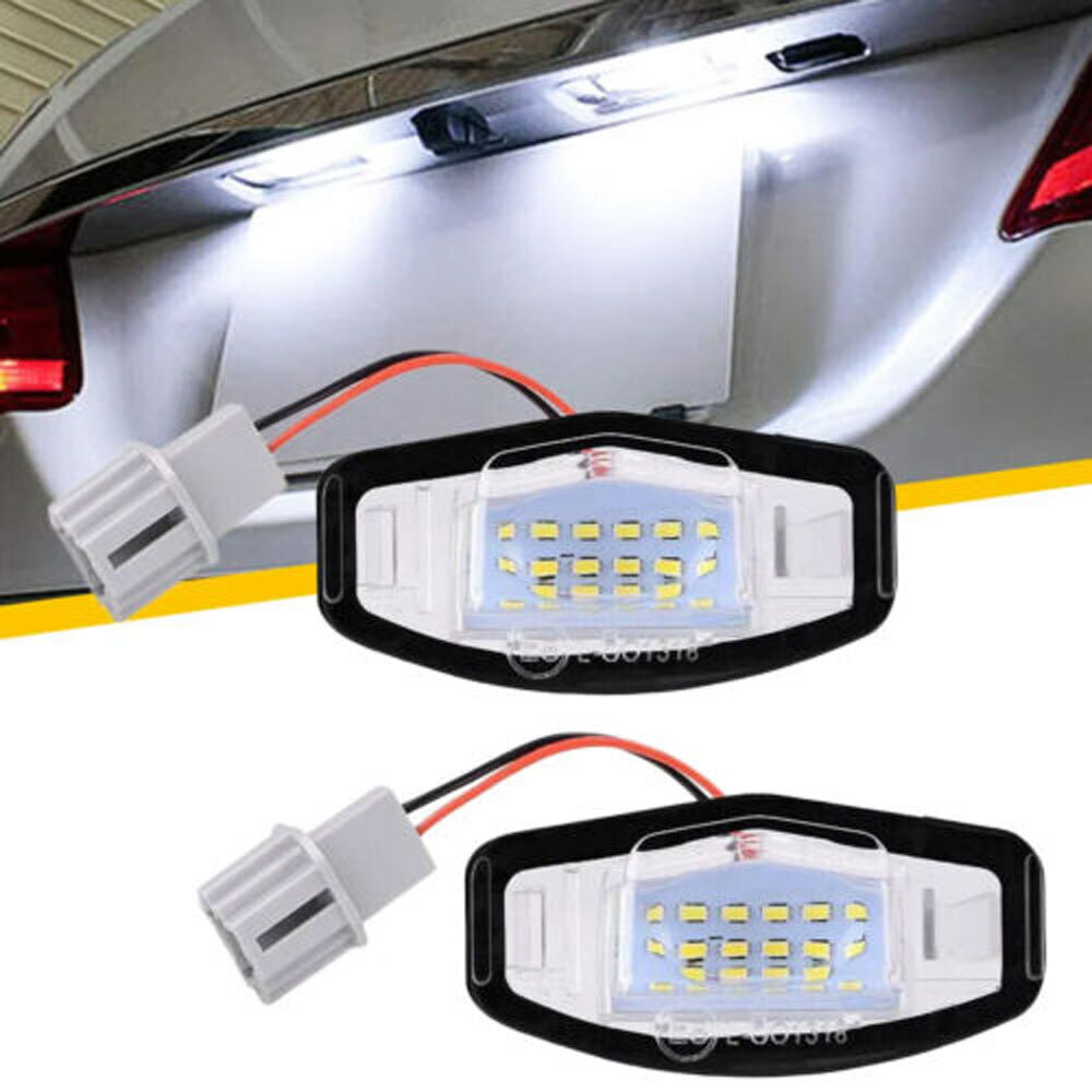 2Pcs LED License Plate Light Tag Lamp White For Honda Accord Civic Sedan