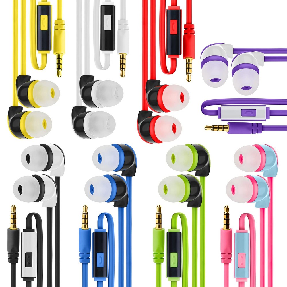 100x Multipack | Bulk Earbuds with Microphone, for Schools, Classroom, Librar...