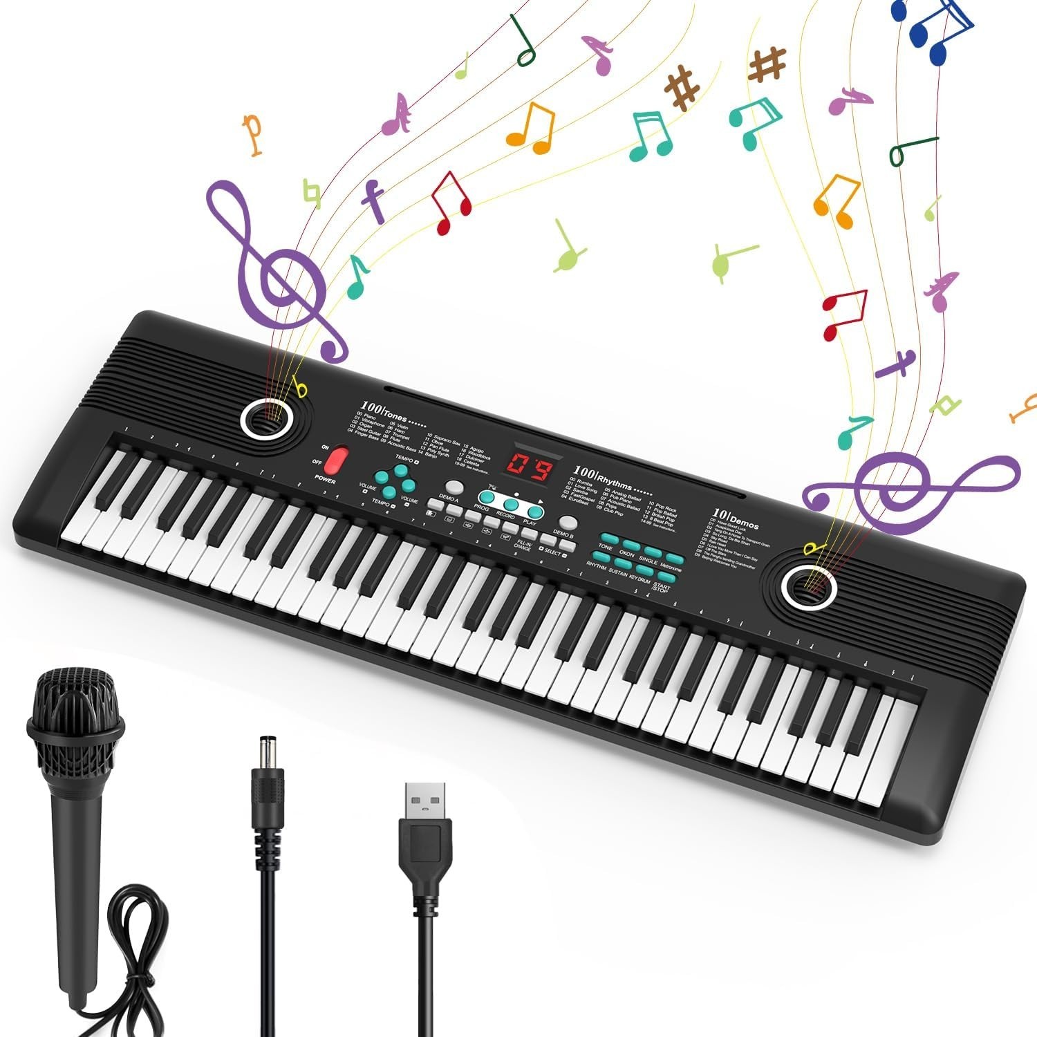 61-Key USB Electronic Digital Piano Keyboard with Stand & Mic