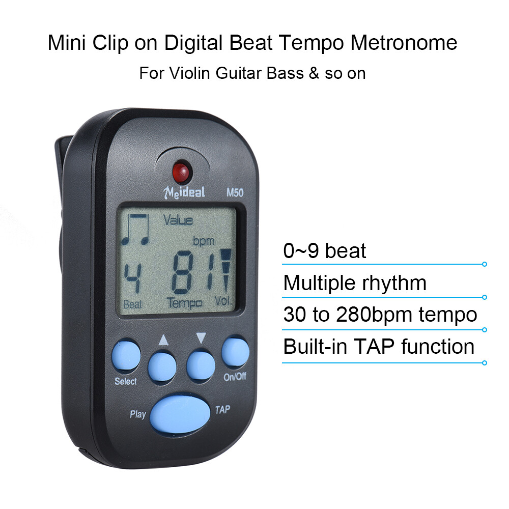 Clip on Digital Metronome Multifunctional Tempo Built-in Tap Function B7E1