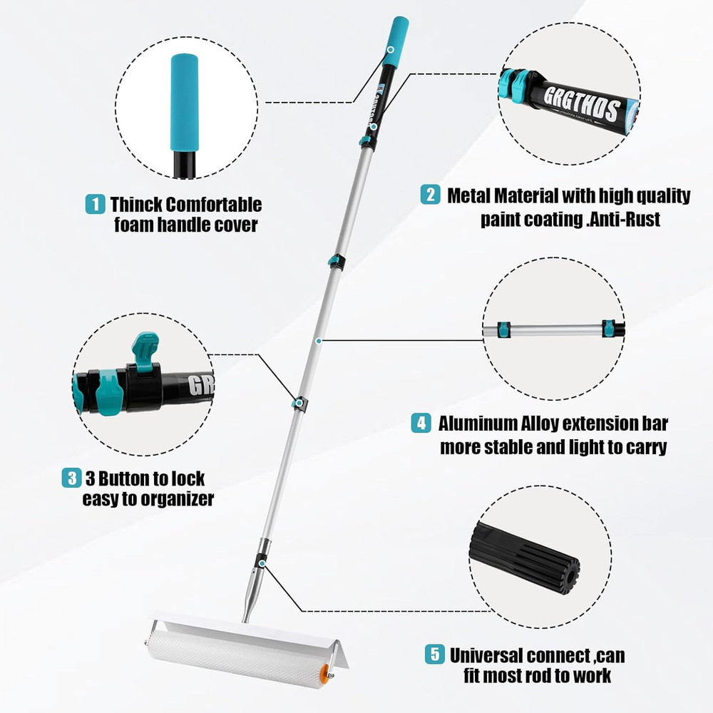 Self Leveling Cement Tool Kit,Professional Epoxy Floor Kit Tools with Spiked Rol