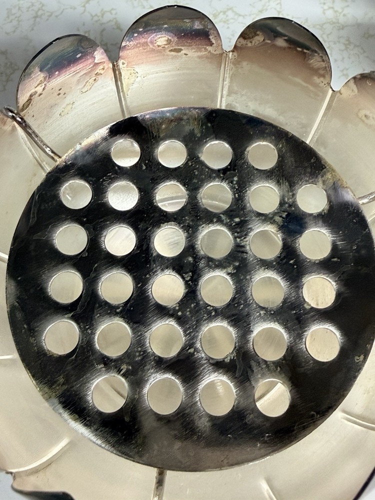 Leonard Lotus Bowl Centerpiece 3 Piece Set Made In Italy Silver Flower Frog