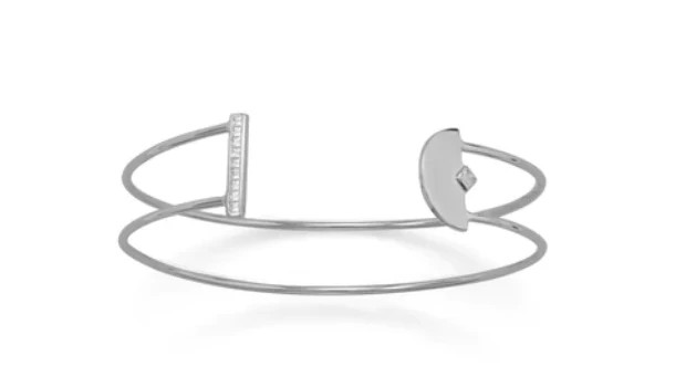 CZ Double Row Cuff Bracelet