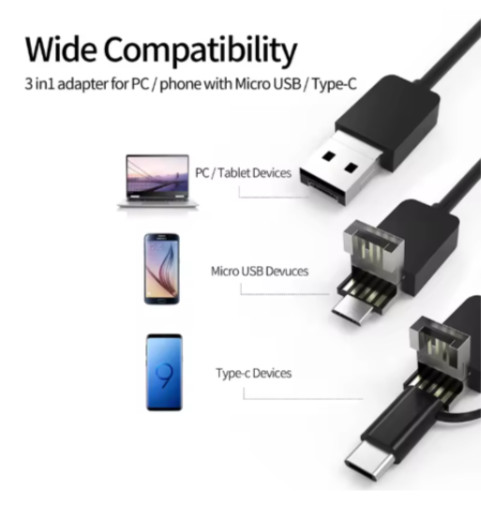 6LED USB Snake Endoscope Borescope HD Inspection Camera Scope For Android Type C