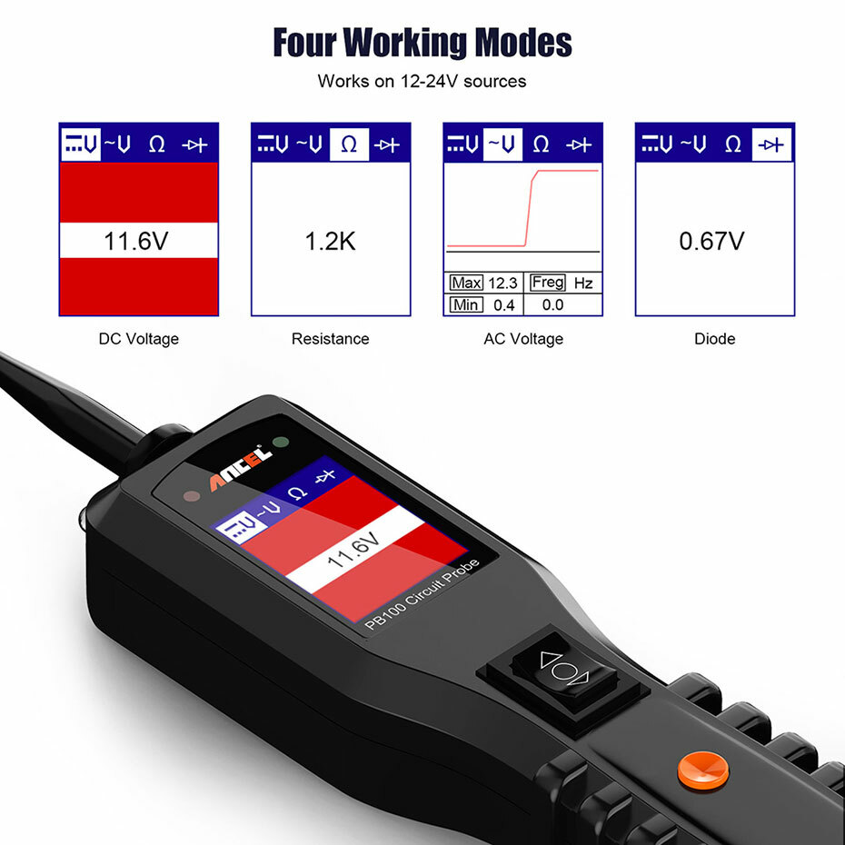 Ancel PB100 Powerscan Circuit Tester Electrical System Diagnostic Tool 12V & 24V