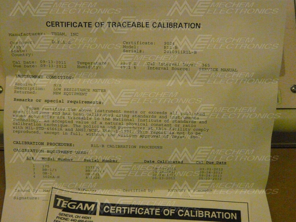TEGAM R1L-B MicroOhm / Bond Meter. New!
