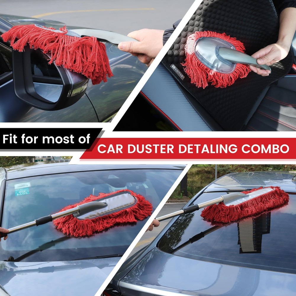 IPELY 2 Pack Large Car Duster Exterior Scratch Free with Extendable Red