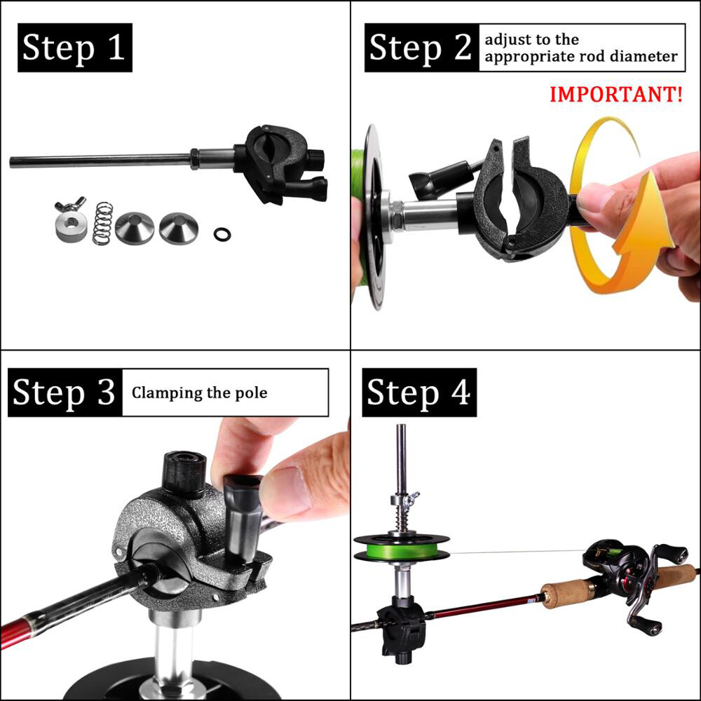 Fishing Line Spooler Fishing Rod Reel Spooling Station System Fishing Pole Clamp