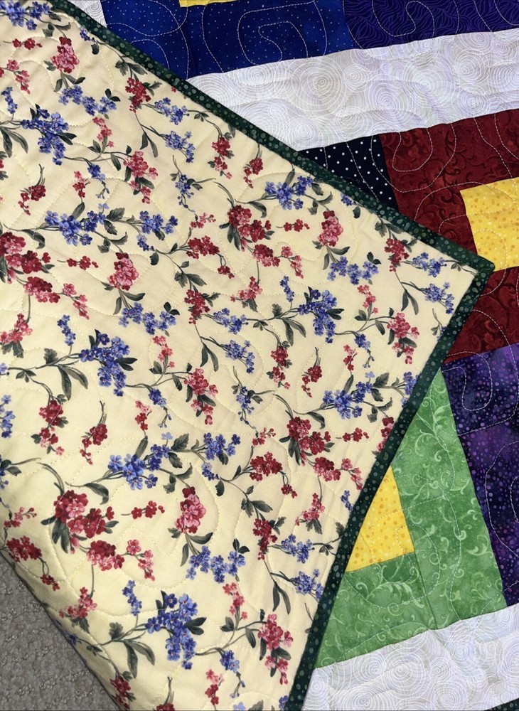Handmade Quilted Throw Blanket 48” Square