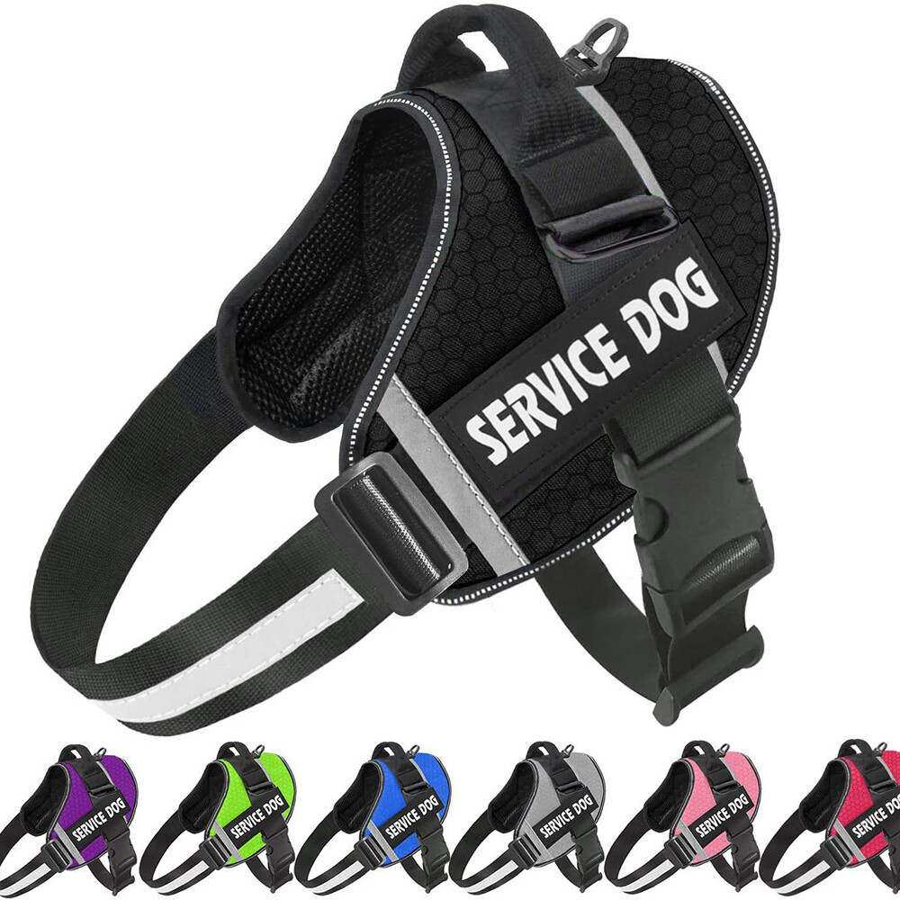 Reflective Service Dog Vest Harness, Woven Nylon with Adjustable Straps XS-XXL