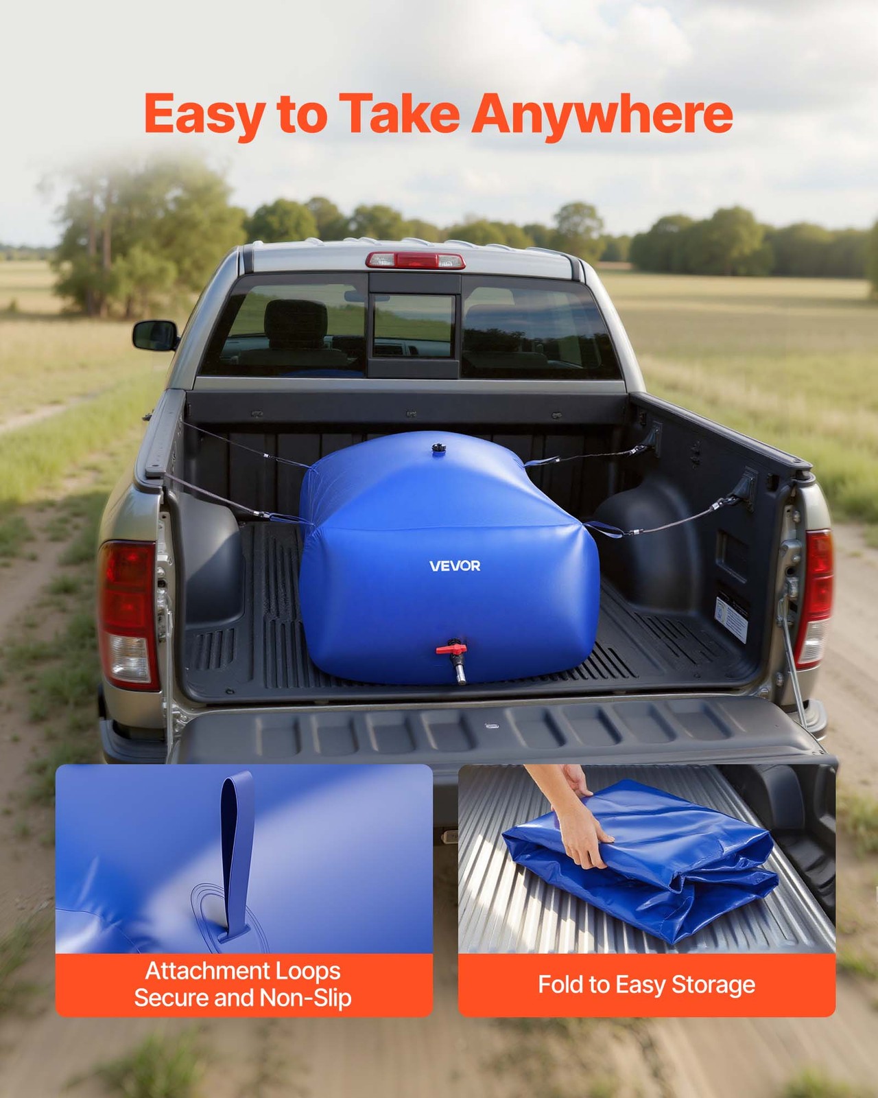 VEVOR 142.7 Gal Collapsible Water Storage Bladder 1000D PVC Water Storage Bag