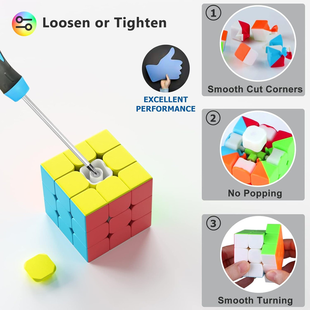 Speed Cube Set, Puzzle Cube Bundle of 2X2X2 3X3X3 4X4X4 Pyramid Magic Cube Set,