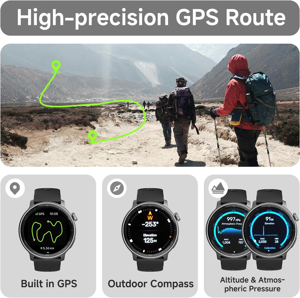 R5G plus Smartwatch with GPS, Bluetooth Calling, Waterproof Design, Custom Faces