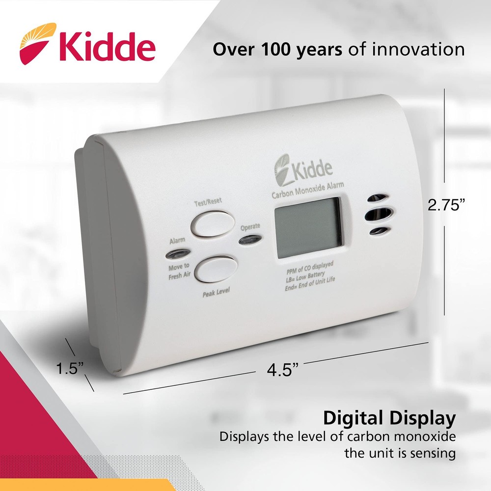 Kidde Carbon Monoxide Detector, AA Battery Powered CO Alarm with LEDs,