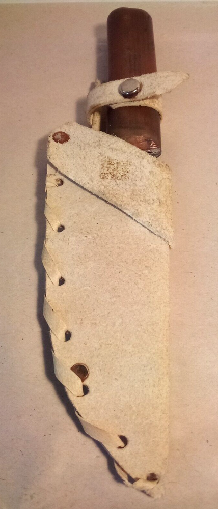 RARE / UNIQUE 9" KNIFE & SHEATH, RAZOR SHARP ON ONE SIDE, JAGGED ON OTHER SIDE