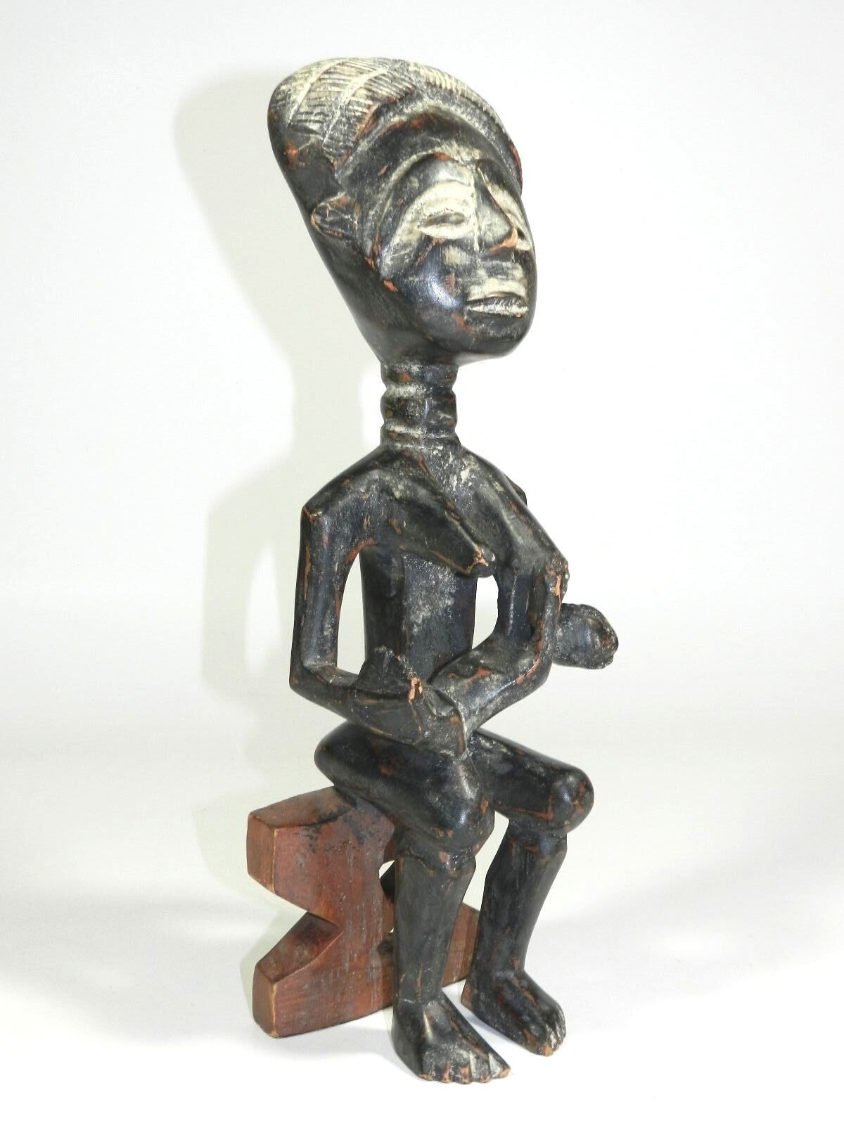 Vintage African Hand Carved Guardian Figure 14.75" Tribal Wood Sculpture