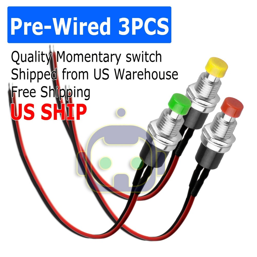 3PCS Micro Lockless Momentary On/Off Push Button 12V 5A Switch Tact Assortment