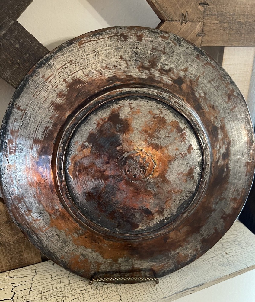 Antique Persian Copper Bowl Hand Engraved Arabic Script