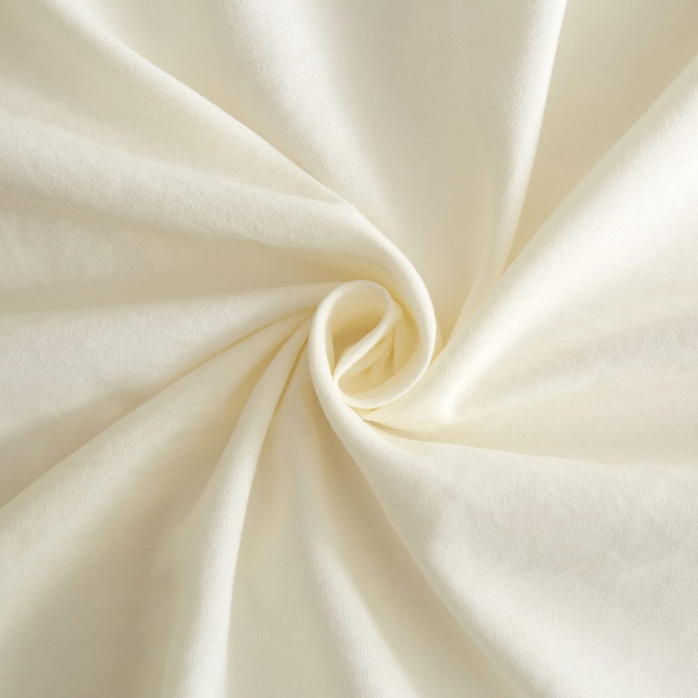 Cream White Sheets Full Size Bedding Sheets & Pillowcases Set - Cooling Sheet...