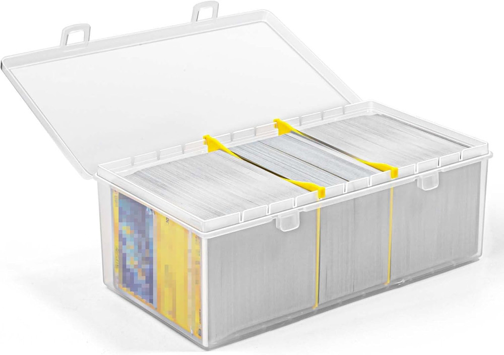 400 Count Plastic Trading Card Storage Box with Dividers, Baseball Card Storage