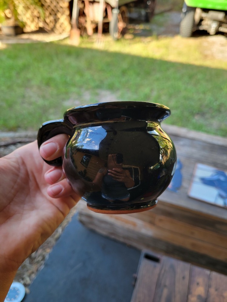 Vintage Black Cat Pitcher Handpainted