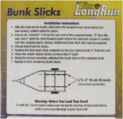 8PACK Tie Down Engineering 86170 Bunk Slick 1-3/4x17 for bunk board Trailer Boat