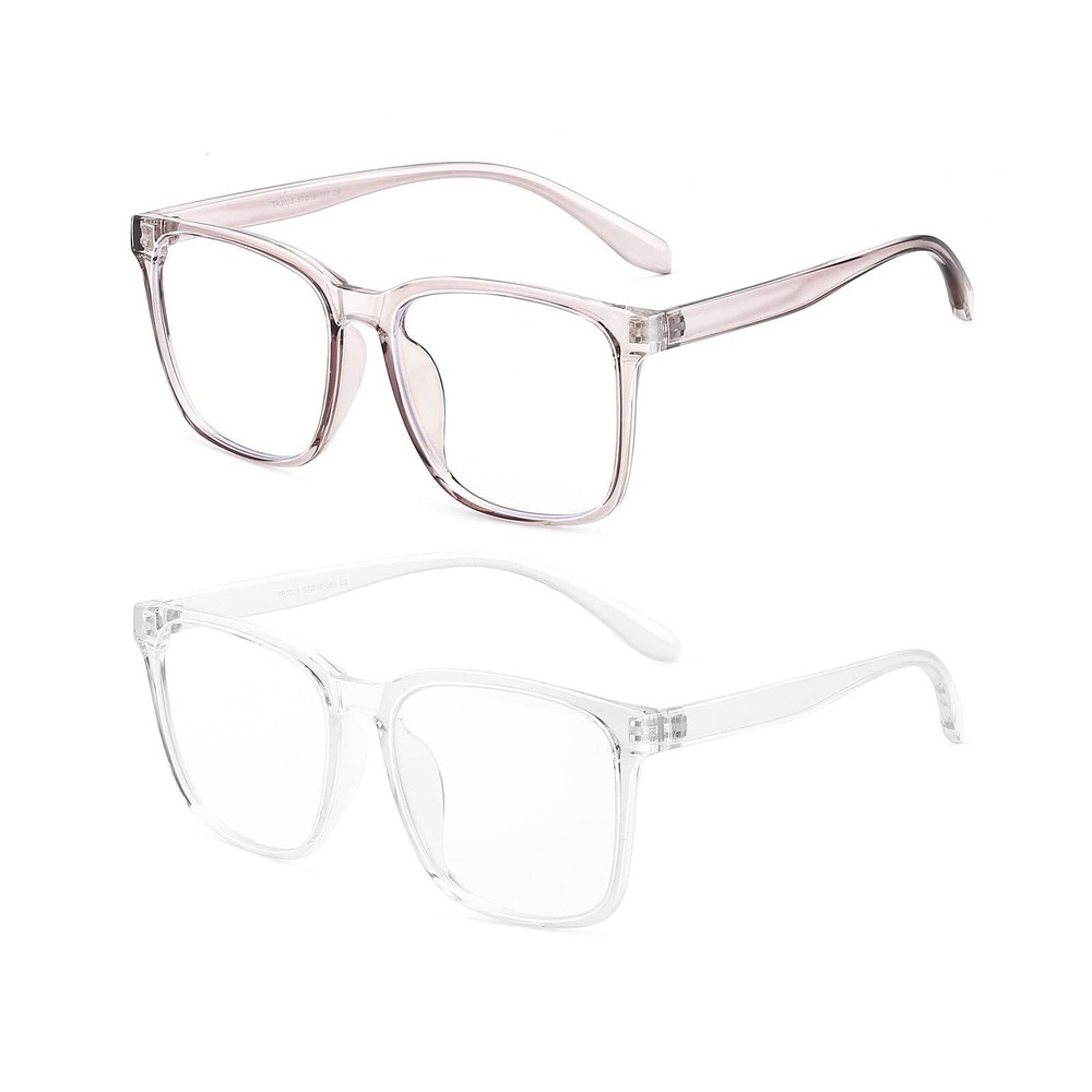 2 Pack Blue Light Blocking Glasses Oversized Square Computer Glasses Anti Blu...