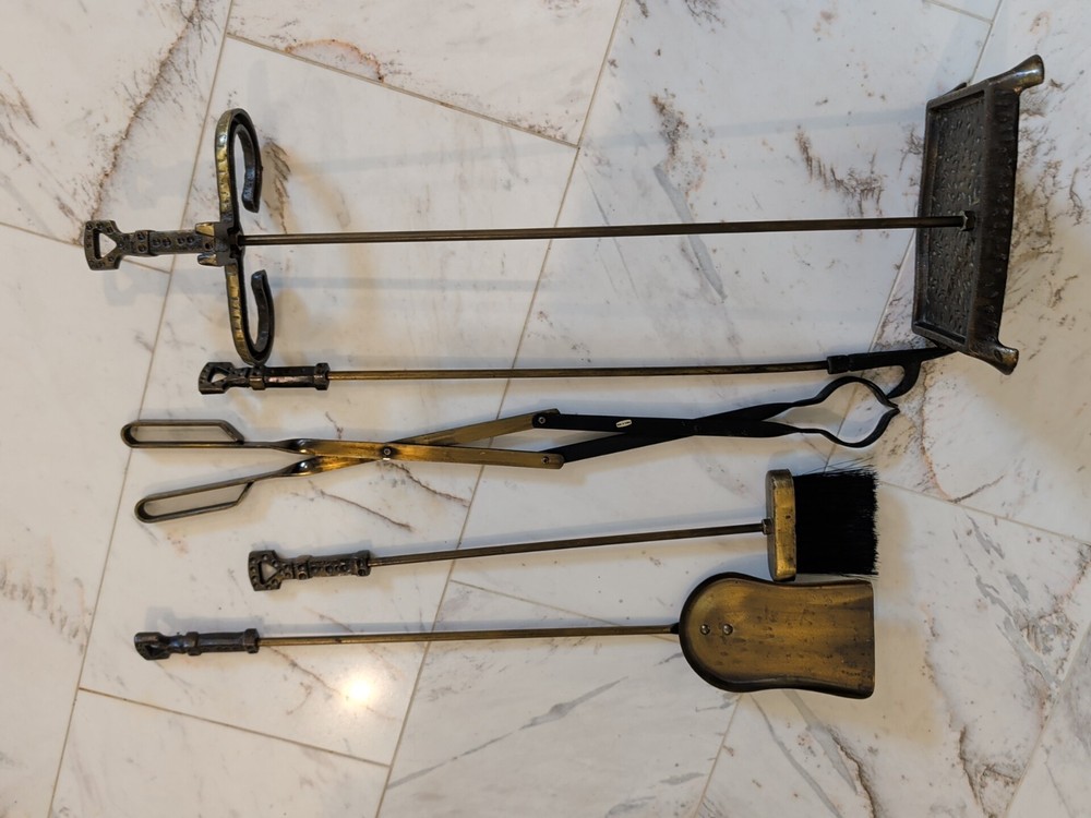 Fireplace Tool Set Vintage Cast Iron