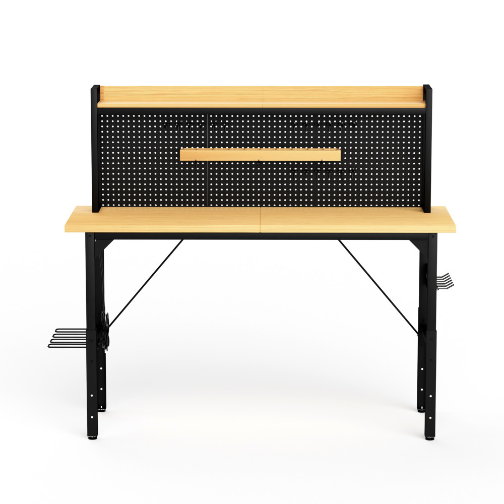71'' Adjustable Workbench w/ Pegboard, Wheels & Power Outlets
