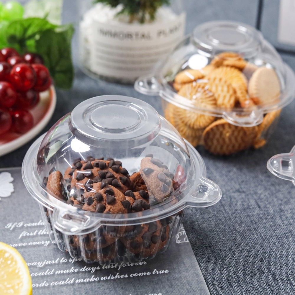 50 Pack Individual Cupcake Containers Plastic Cupcake Holders Deep Dome Cupcake