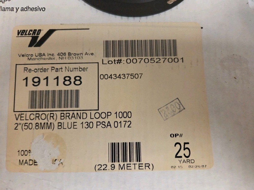 Velcro 2” Blue Loop 1000 PSA 25 Yards/ 22.9m 191188