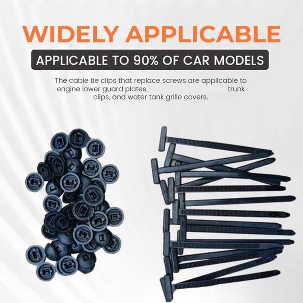 Versatile 100 pcs Nylon Cable Ties - One-Button Fastening for Quick Auto Repairs