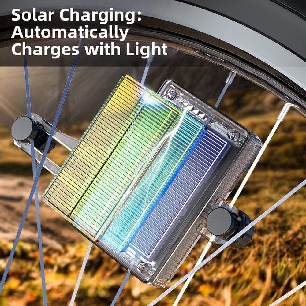 Motion Sensor LED Bicycle Wheel Lights Solar Powered Spoke Decorations Night