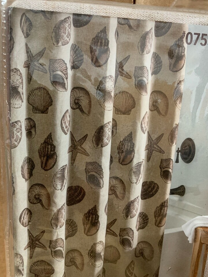 allen + roth 70-in L Rustic Shell Shells Polyester Shower Curtain