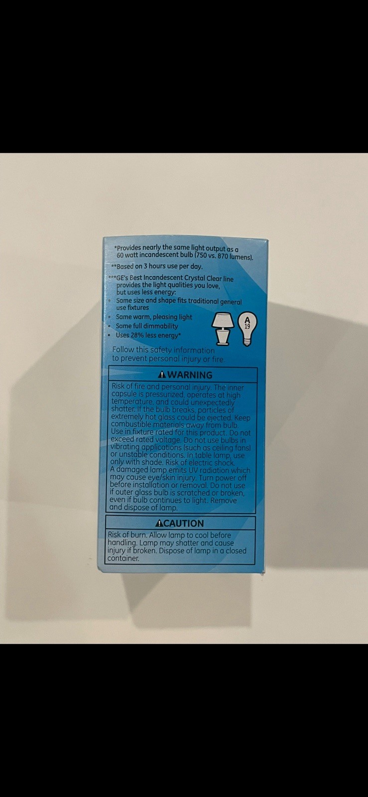 GE Crystal Clear 60W (Uses 43W) A19 Bulbs (2 Bulbs)
