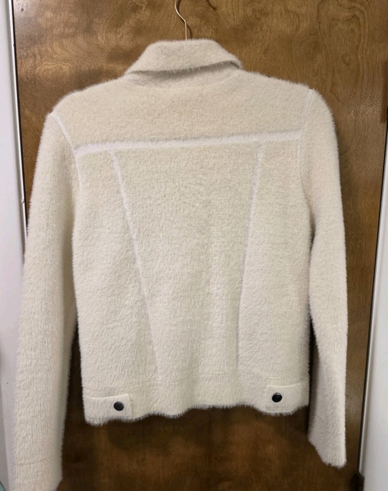 TAHARI Cream White Teddy Bear Shacket Size Small Euc