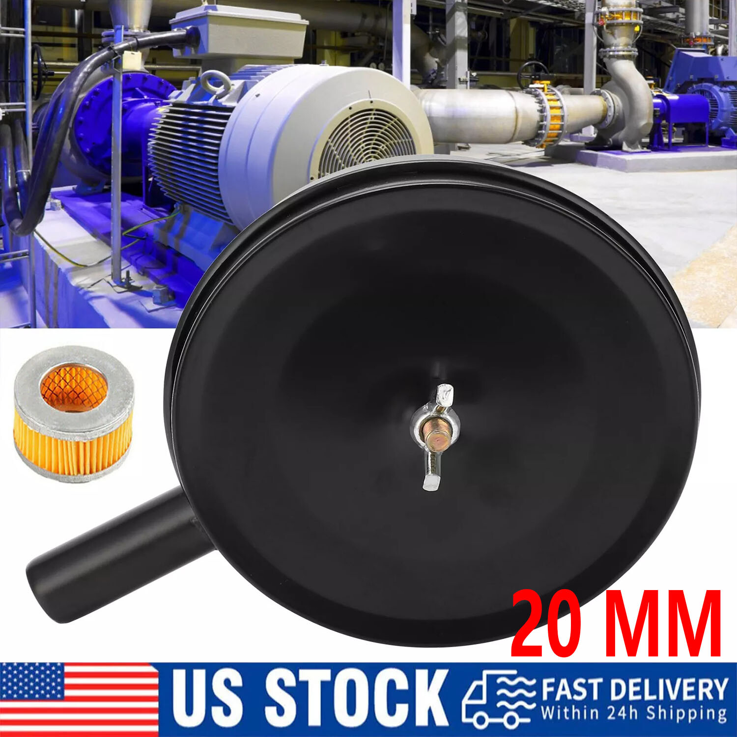 1/2" 20mm Thread Air Compressor Intake Filter Muffler Silencer Black-Metal T5